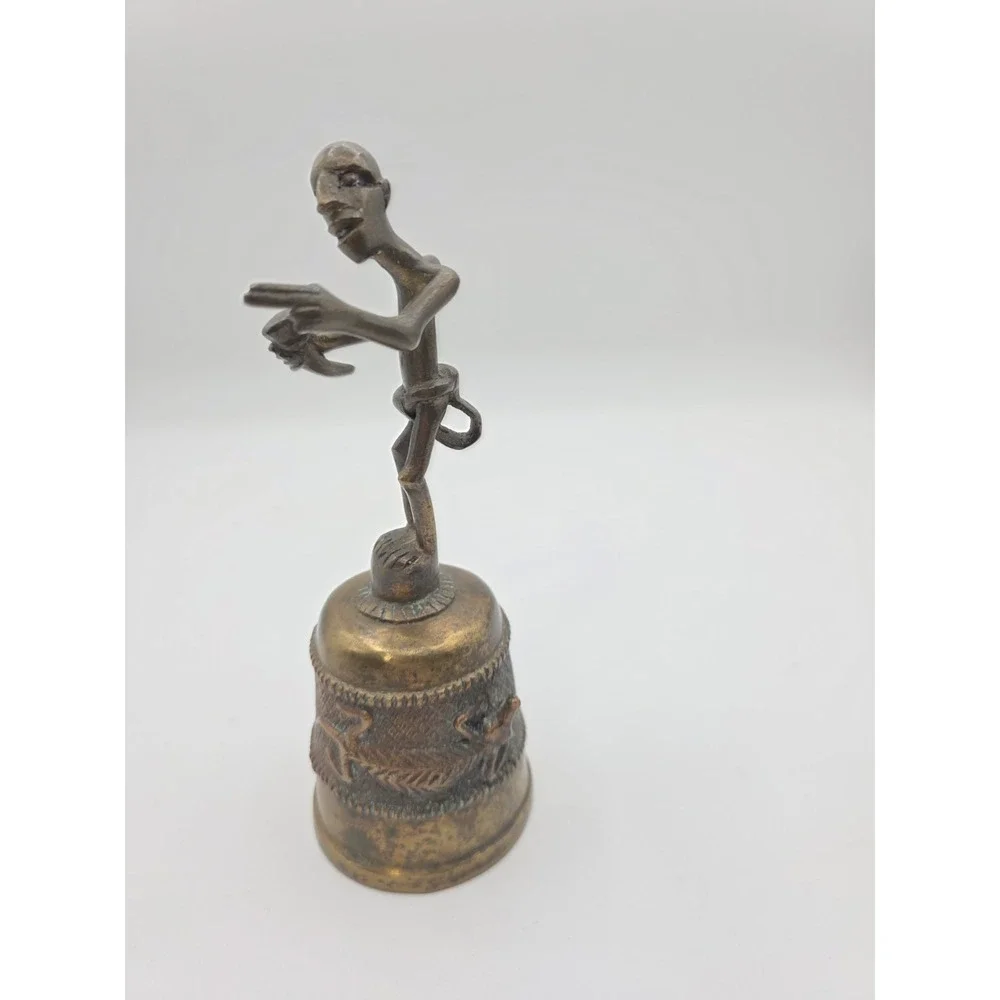 Antique Ashanti West Africa Solid Brass Bell.  Working Condition, 362 Grams